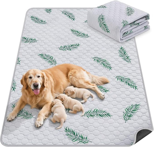 WanpeeGoo Washable Pee Pads for Dogs, 1Pack Reusable Puppy Pads, Super Absorbent & Leakproof Dog Pads, Anti-Slip Dog Pee Pads for Puppy Training & Incontinence, Leaf Pattern 63"x63"