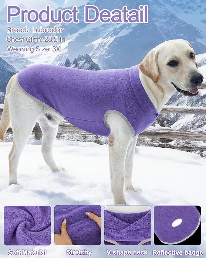 XPUDAC 4 Pieces Fleece Dog Sweaters Vest Warm Winter Dog Clothes for Small Medium Large Dogs Girl Soft Pullover Doggie Sweatshirt Puppy Cold Weather Jacket, 510-vest-2XL