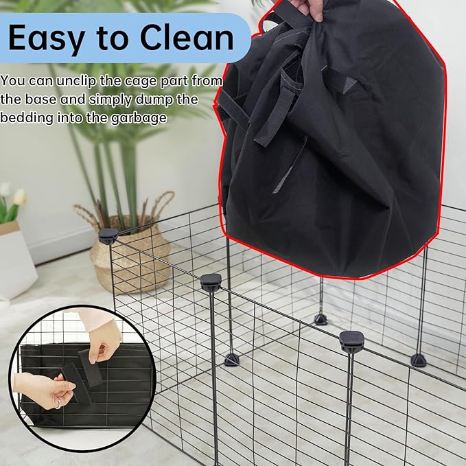 Oneluck Guinea Pig Cage, Small Animal Playpen with Rasied Waterproof Liner, 8 Square Feet for 2 Pets, Expandable Indoor Habitat, C&C Cage for Bunny, Turtle,Hedgehog,48''L x 24''W x 16''H