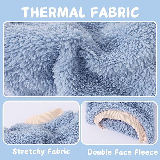 2 Pieces Dog Sweater for Small Dogs Winter Warm Puppy Sweater Fleece Cute Dog Clothes for Dogs Like Chihuahua Yorkie Thick Pet Clothing (Light Grey, Blue, Small)
