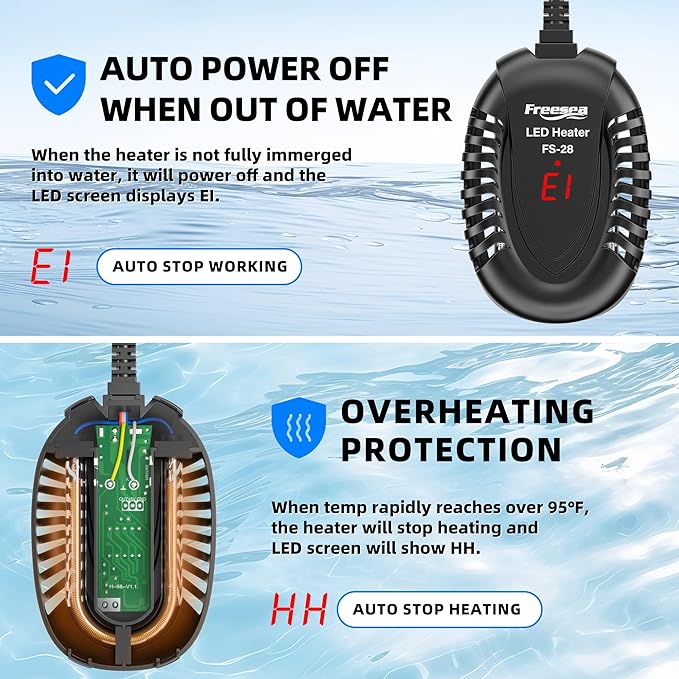 FREESEA Aquarium Fish Tank Heater: 75W Small Submersible Turtle Heater with Adjustable Temperature External Controller for Betta | Saltwater | Freshwater | 5-15 Gallon