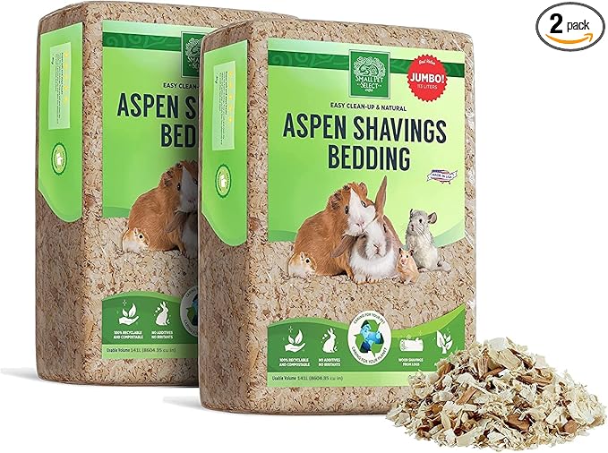 Small Pet Select Premium Natural Aspen Bedding, Animal Bedding for Small Indoor and Outdoor Pets, Made in The USA, Jumbo Size 282 L (2 Pack, 141 L Each)