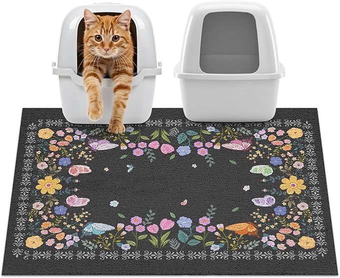 Unicorn Catcher 33x22 inches Cat Litter Mat Non-Slip Bottom Litter Box Mat Urine-Proof Soft Litter Mat for Cats Waterproof Pads Protects Floors Cat Mat for Litter Box Pet Supplies