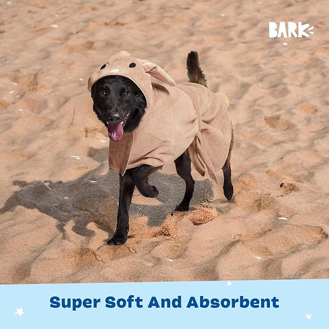 Barkbox Dog Bathrobe Fast Drying with Hook and Loop Closure & Wrap Tie Snuggle, Cute Dogs Clothes, Easy to Clean, Machine Washable, Dog Coats and Tumble Dry Low - Bunny, Large