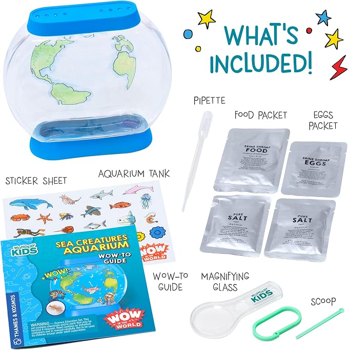 Wow in the World SEA Creatures Aquarium | Hatch & Raise Real Brine Shrimp (Easy Care), Customizable Tank, Companion Audio Content, Bonus Reusable Science Tool, STEM Toy for Kids 6+ by Thames & Kosmos