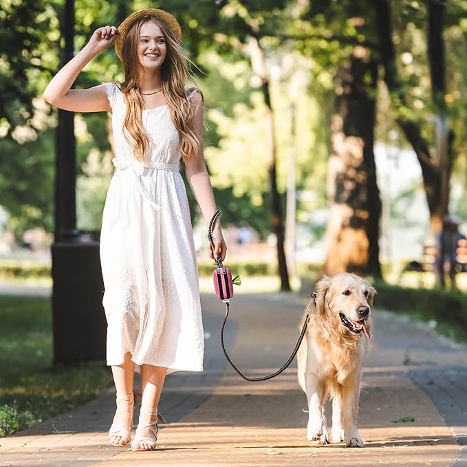Dog Poop Bag Holder for Leashes - Dog Poop Bag Dispenser and Treat Holder with 2 Waterproof Pouches for Pet Waste Bags and Walking Accessories + 1 Free Roll - Leashrr 2.0 (Color)