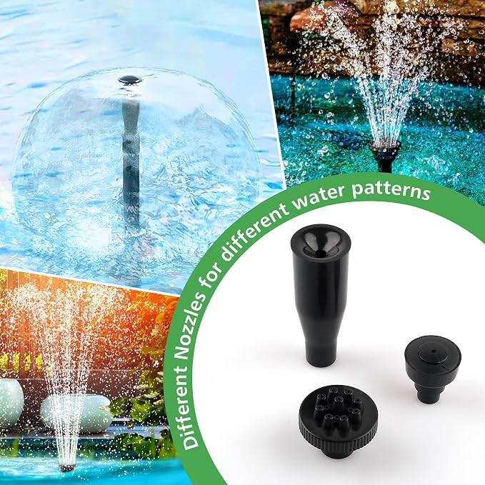 15W 800L/H Submersible Fountain Pump with LED Lights, Adjustable Quiet Water Pump, Pond Fountain Pumps for Water Feature, Garden, Aquarium Fish Tank, Indoor Outdoor Fountain with 3 Type Nozzles