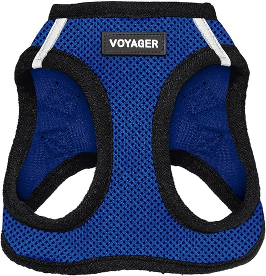 Best Pet Supplies Voyager Step-in Air Harness - All Weather Mesh, Reflective, No Pull Harness for Dogs, Cats - Secure with Hook & Loop Fastener, Buckle, Double D-Rings - Royal Blue/Black Trim, XXS