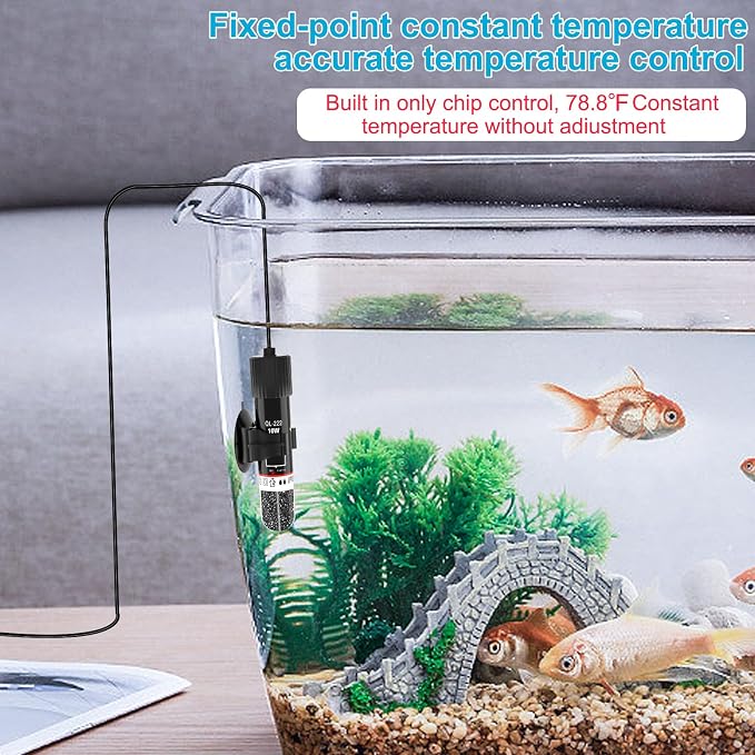 Small Aquarium Heater,10W Betta Heater Super Mini Aquarium Heater,Submersible Fish Tank Heater USB Powered Constant Temperature 78℉(26℃) Used for 1-2 Gallon