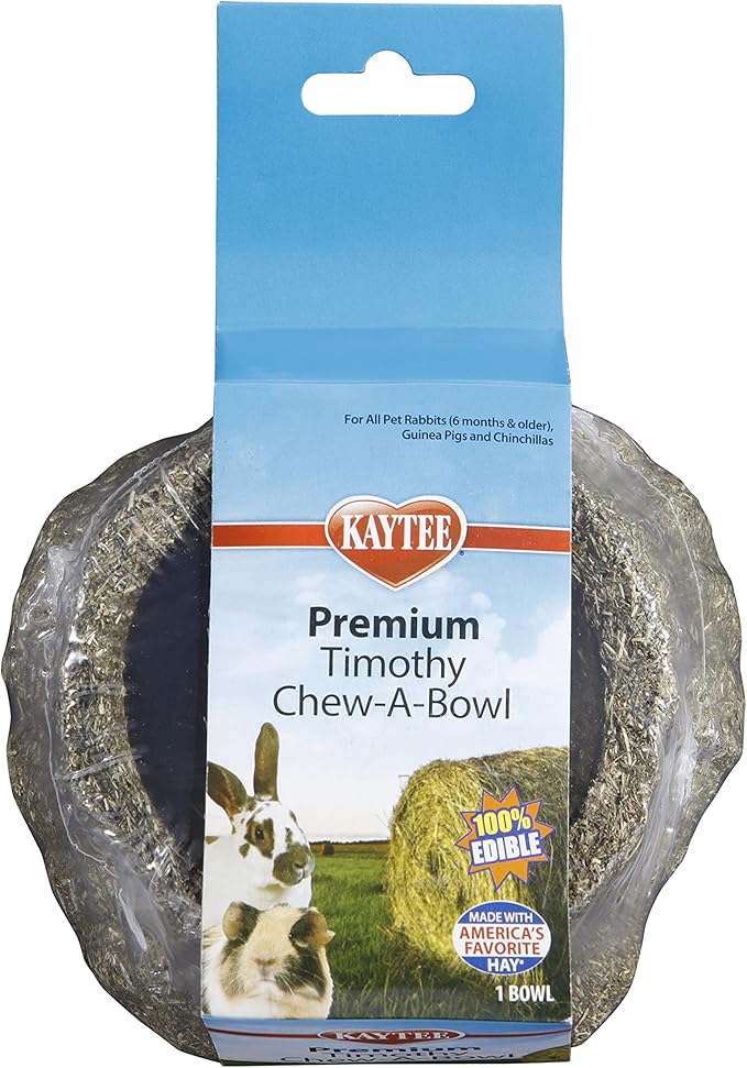 Kaytee Premium Timothy Hay Chew-A-Bowl for Rabbits, Guinea Pigs, and Chinchillas