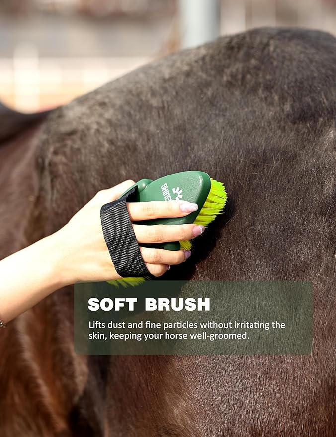 Shinewell Horse Grooming Kit, Complete Horse Brush Set, Equine Grooming Tools for Shedding & Daily Care Green