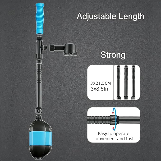 Carefree Fish 30W Electric Aquarium Gravel Vacuum Automatic Fish Tank Water Changer Cleaning Sand Powered Siphon Cleaner with 6Ft Hose Heavy Duty Pump 2.2Lb (for 25Gal~800Gal Tank)