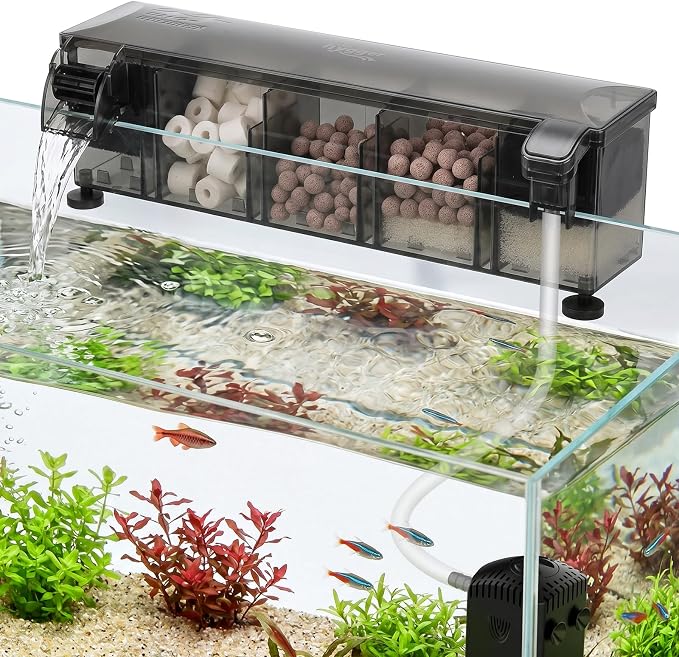 hygger Independent-Pump Hang On Back Aquarium Filter,10-30 Gallon Fish Tank Backpack Filter with 5-Stage Filtration,Plug and Start Filter with Filter Media,Easy Water Change 160GPH | Independent water pump