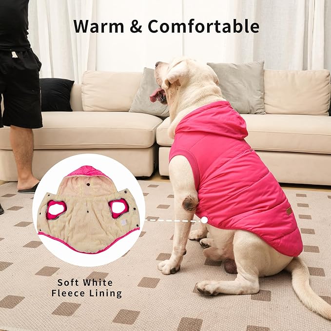 Vecomfy Fleece Lining Extra Warm Dog Hoodie in Winter,Small Dog Jacket Puppy Coats with Hooded Pink S