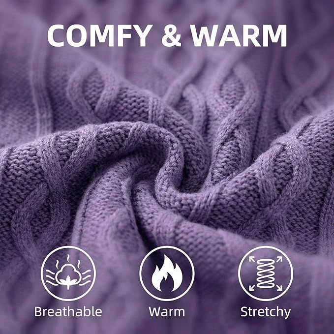 Dog Pullover Sweater, Cable Knitwear, Warm Clothes for Chihuahua, Bulldog, Dachshund, Pug, Yorkie, Dog Outfits for Small Dogs Medium Dogs (Purple L)