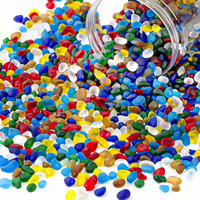 QEQEKAKA Sea Glass Stones for Crafts 2.75LB Colorful Pebbles Gemstones Bulk | Small Glass Stones for Beaching Wedding DIY Decor Aquarium Turtle Tank Vase Filler (1180g/41.62oz)