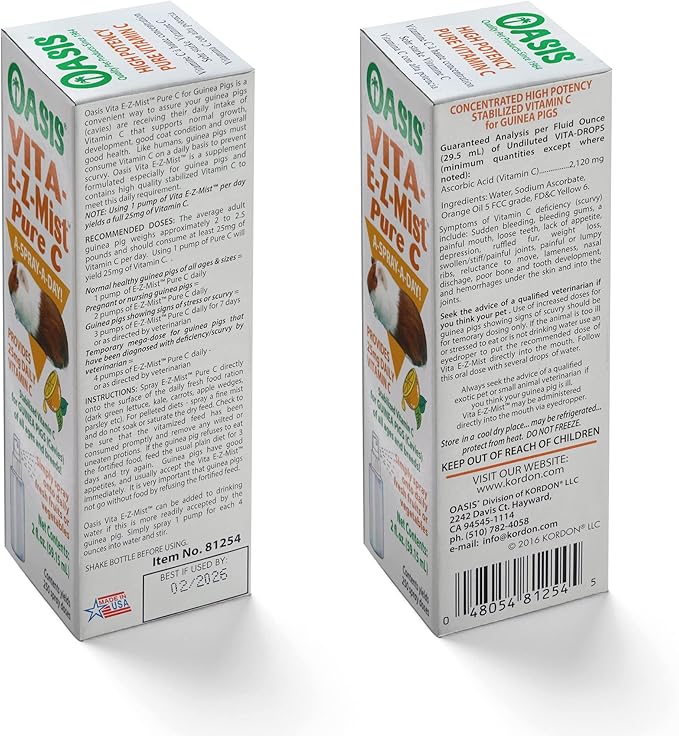 Oasis Guinea Pig Pure C Vita E-Z Mist Supplement, 2 oz