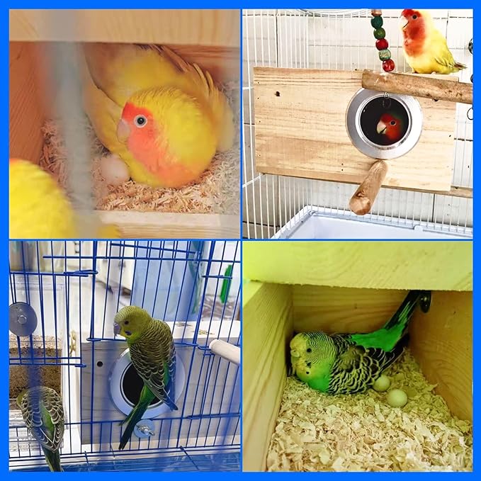 kathson Parakeet Nesting Box,Wood Budgie Nest House,Parrots Breeding Mating Boxes,Bird Nesting Box for Conure,Lovebirds,Finch,Canary,Small and Medium-Sized Birds（M）