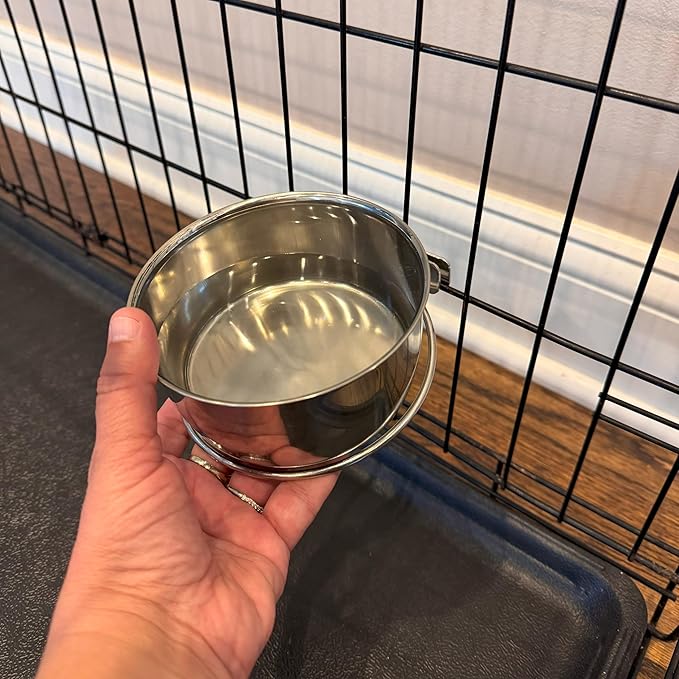 SPOT Coop Cup Bolt Clamp - Stainless Steel Hanging Bowl for Crate, Removable Pet Feeding Dish, Easy Installation, Chew-Proof Design, for Small Dogs, Cats, Birds, Reptiles -2.5 Cups (20 Oz)