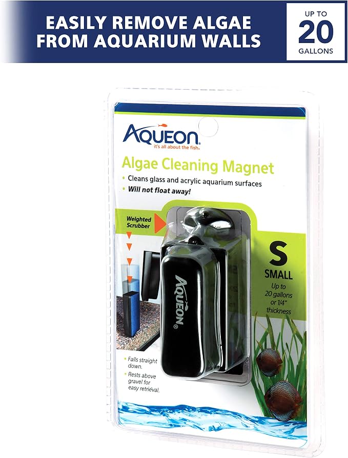 Aqueon Aquarium Algae Scraper, Fish Tank Cleaning Magnets for Glass/Acrylic, Small, Black (Pack of 3)