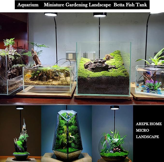 AREPK Aquarium Light Full Spectrum LED, for Under 3 Gallon Fish Tank, Light with Timer Auto On/Off, Betta Fish Tank,Indoor Plant Growth, Potted Plants, Succulent, Miniature Gardening Landscape (5)