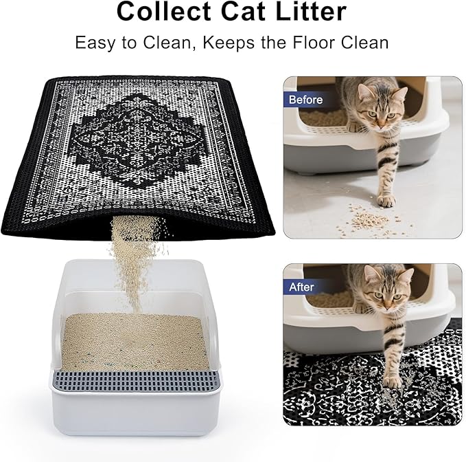 Cat Litter Mat 24"x29.5" Double Layer Waterproof Litter Box Mat Washable Litter Trapping Mat