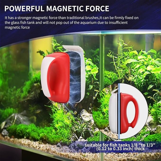 Fish Tank Glass Cleaner Magnet Effective Algae Removal Scraping Tool | Aquarium Floating Cleaning Brush for Fish Tank