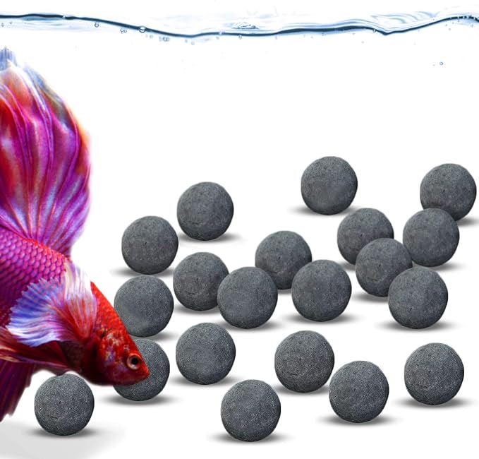 JOR Betta Balls, Water Conditioner Gray Beads for Crystal Clear Water, Vibrant Energetic Fish, Stabilizes pH, Aquarium Tank Decor, 20 pcs