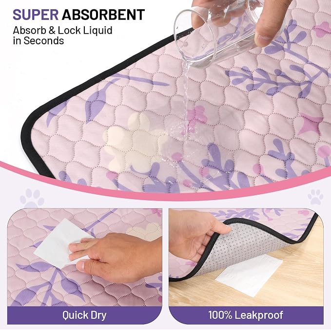 Washable Dog Pee Pads - Absorbent Reusable Puppy Training Pads, Waterproof Leak - Proof & Non - Slip for Crate Whelping Potty Training 48x48 (Pack of 2)