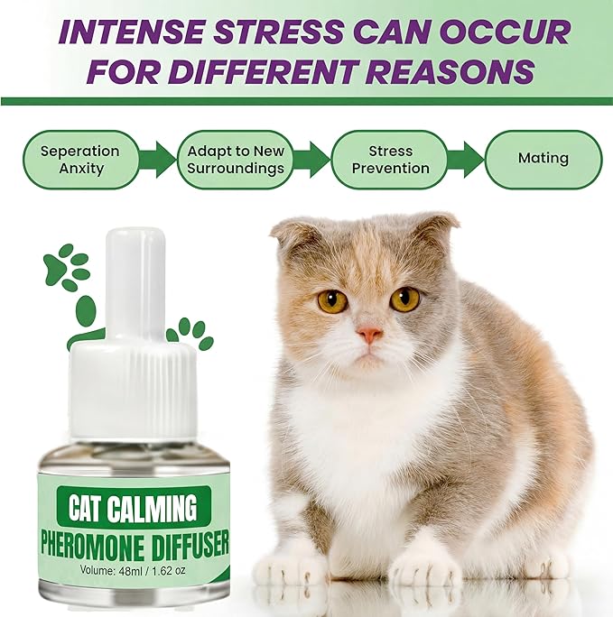 Cat Calming Diffuser Kit with (3 Pack) 48ml Refills Pheromone Diffuser for Cats Anxiety & Stress Relief, Calming Diffuser for Cats to Reduce Fighting & Scratching Cat Pheromone Diffuser