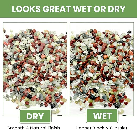6Lb Polished Multi-Color Washed Rice Stone, 3/8 Inch Small Gravel | Fine Polishing, Water Permeability and Anti Slip, Noise Reduction and Wear Resistance, Natural Raw Stone