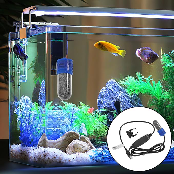 Abaodam Mini Aquarium Heater for Fish Bowls and Betta Fish, USB Powered Auto Temperature Control, Black Plastic and Glass Design, Space-Saving Heater for Small Home Aquatic Environments