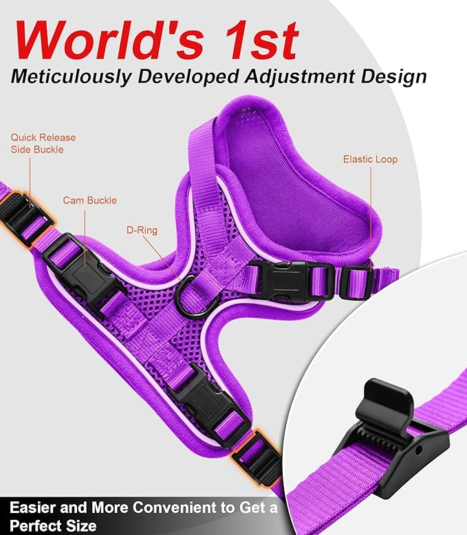Cat Harness and Leash for Walking Escape Proof Soft Adjustable Cat Leash Breathable Comfortable Vest Easy to Wear Kitten Harness for Outdoor Travel (Purple, S (7-12lb))