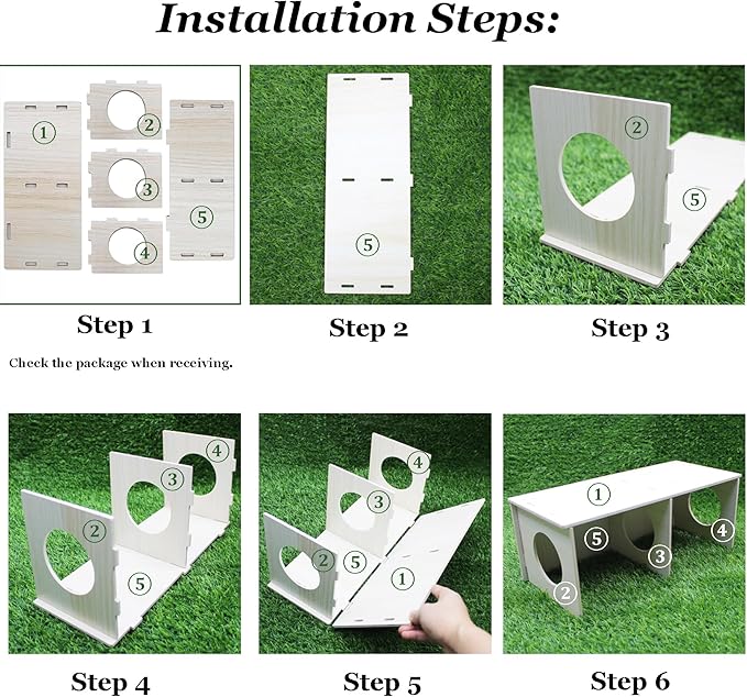 Amonk Wooden Hamster Secret Peep Shed 14x5.5x6in Large 2-Chamber Hideout & Tunnel Exploring Toys for Hamsters Guinea Pigs Pigs and Other Small Animals