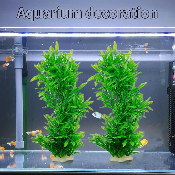 Tfwadmx Plastic Fish Tank Plants Decoration Artificial Seaweed Ornament for Fish Tank Decor Plastic Plant for Betta Shrimp 2 Pcs About 13 inch
