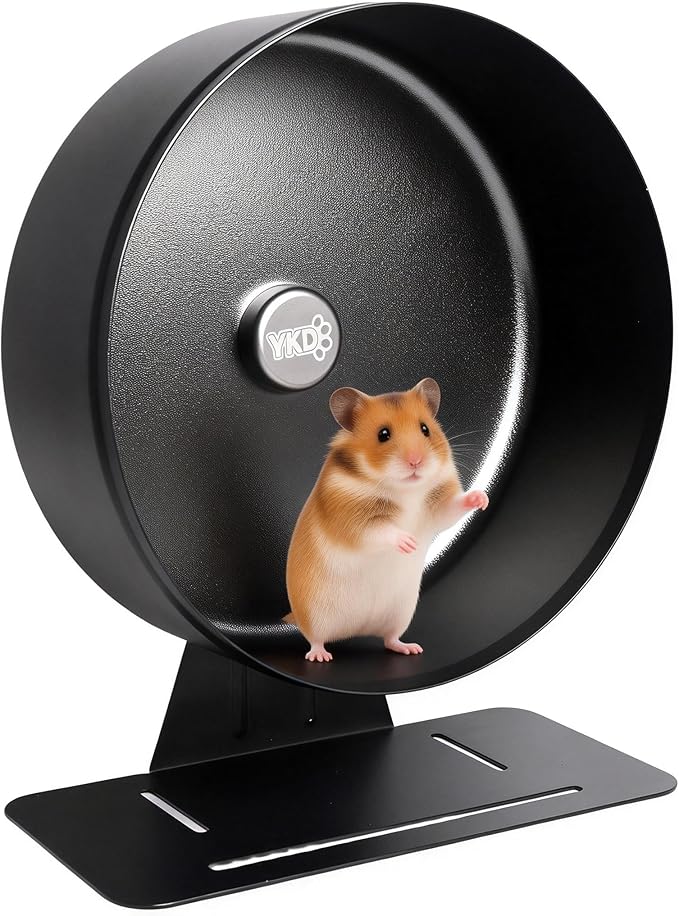 11.8" Silent Hamster Exercise Wheel, Aluminum Alloy Noiseless Running Wheel for Syrian Hamsters, Fancy Rat, Hedgehogs and Small Pets (Base-Black)