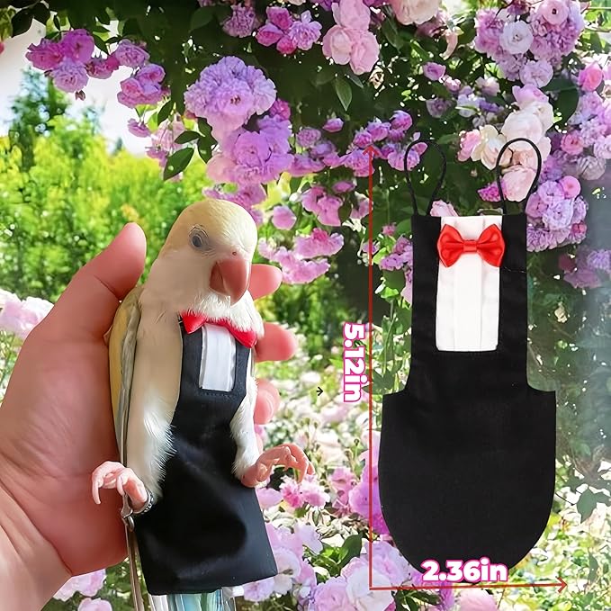 Bird Harness Leather Set Tuxedo Flight Suits with Nappy Diapers Waterproof Inner Layer Urine Wet for Parrot Cockatiel Conure Parakeet Macaw Budgie (5XL)