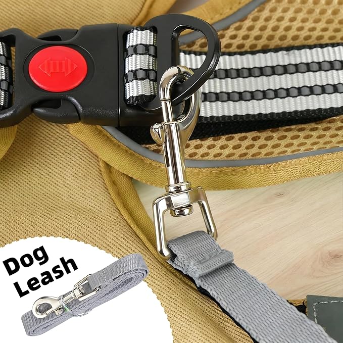 SMOUATOU All Weather Mesh Step in Vest Harness for Small and medidum Dogs and Cats, Adjustable Soft Padded Dog Vest with Easy Control Handle for Dogs Pets (Khaki, XL)