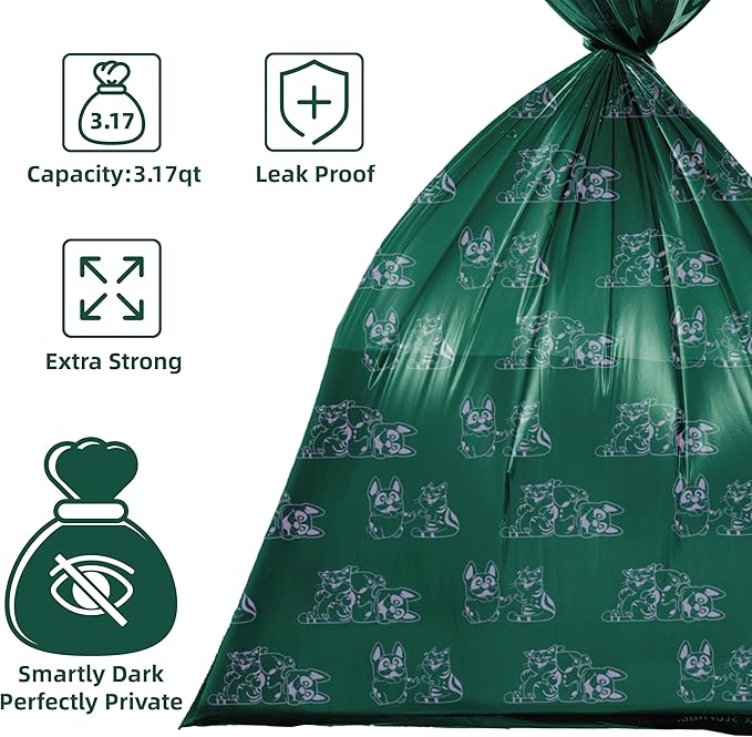 ATIFBOP Dog Poop Bags Rolls, Extra Thick and Leak-proof Poop Bags for Dogs, 8 Refill Rolls, Scented Waste Bag for Dog and Cat, Made form 65% Recycled Plastics