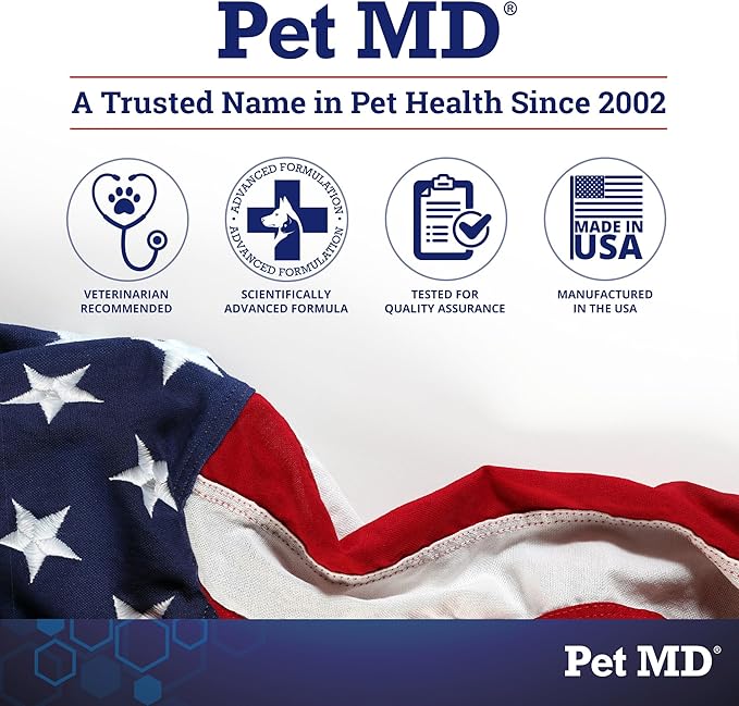 Pet MD Dog Ear Cleaning Wipes – Otic Cleanser for Dogs, Soothing Ear Care with Aloe Vera & Eucalyptus, Finger Wipes, 50 Count