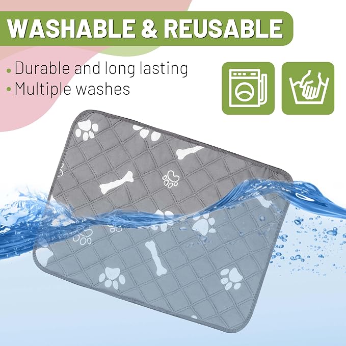 PatiencET Washable Pee Pads for Dogs, 18'' x 24" Reusable Puppy Pads with Super Absorbent for Pet Training, Housebreaking and Incontinence, 2 Pack Puppy Potty Pads with Waterproof Bottom