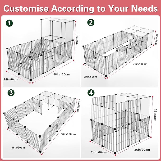 VISCOO 24 Panels Small Animal Playpen,Pet Playpen,C&C Cage for Guinea Pigs,Puppy Play Pen,Baby Chicken Cage,Indoor Outdoor Portable Metal Wire Yard Fence with Waterproof Mat