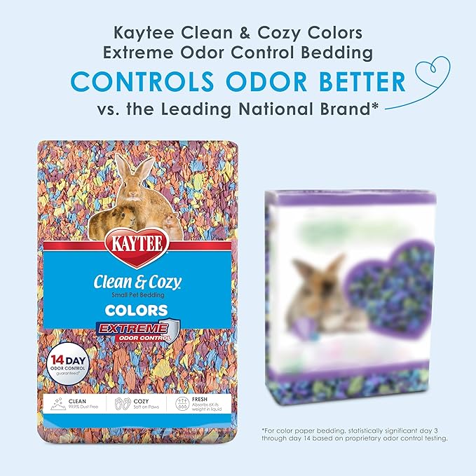 Kaytee Clean & Cozy Colors, Small Animal Bedding with Extreme Odor Control, Kaleidoscope, 24.6 Liters