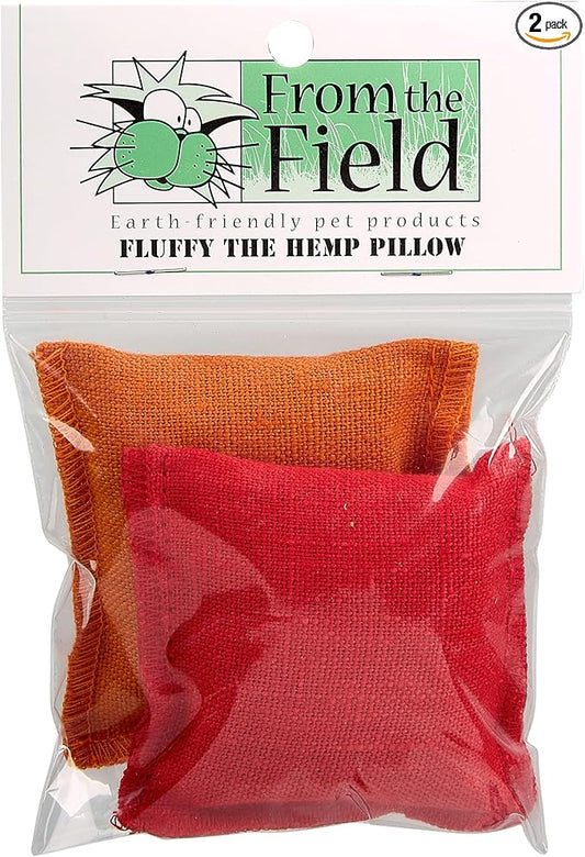 from The Field | 2-Pack Fluffy Hemp Catnip Pillow Toys – Durable, Eco-Friendly, Organic Catnip-Filled Toys for Cats – USA Made, Biodegradable, Natural Hemp Fabric for Safe Play