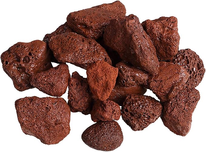About 30 PackAquarium Red Lava Rock Fish Tank Volcanic Pumice Stones for Shrimp Betta(1''-1.2'')