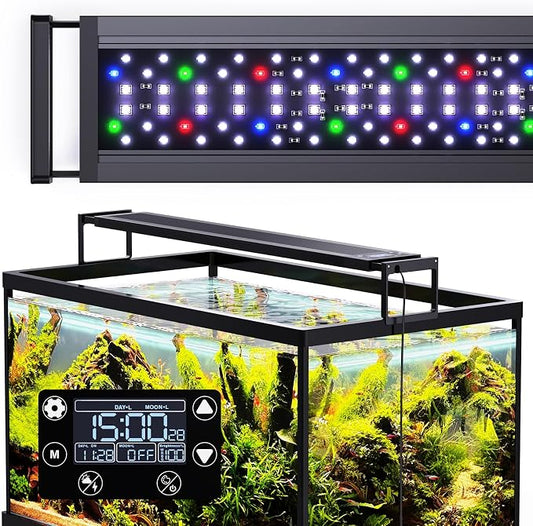 SEAOURA 24/7 LED Aquarium Light for Fish Tank Plant with Timer 24-30 Inch | Fish Tank Light for Plants, Auto On Off with Timer, 9 Colors, Adjustable Brightness, Daylight & Moonlight, DIY and Weather
