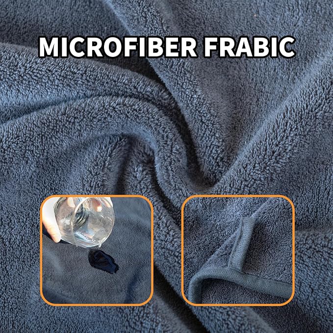 Dog Towel Dog Bathrobe, Microfiber Super Absorbent Pet, Quick Drying Robe for After Bath, Adjustable Collar & Belly Strap Pet Cat Bath Robe Towel Grey-2XL