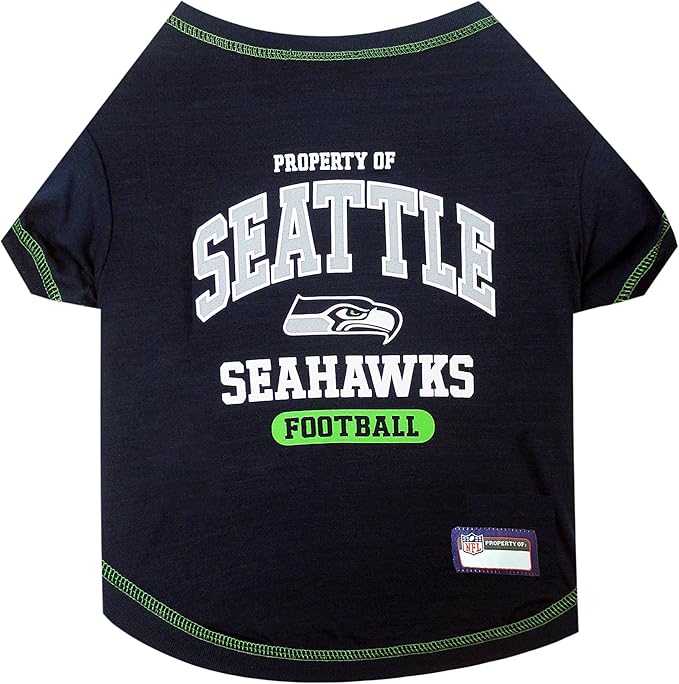NFL Seattle Seahawks Dog T-shirt Small. - Licensed Shirt for Pets Team Colored with Team Logos- Premium Stretchable Materials for the comfort of your Dog & Cat