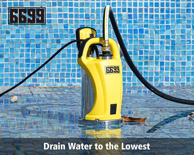 1/2HP Submersible Water Pump 2500GPH Stainless Steel Sump Pump with Adjustable Float Switch for Draining Water from Pool Hot Tub Flooded House Rain Barrel Pit Crawl Space