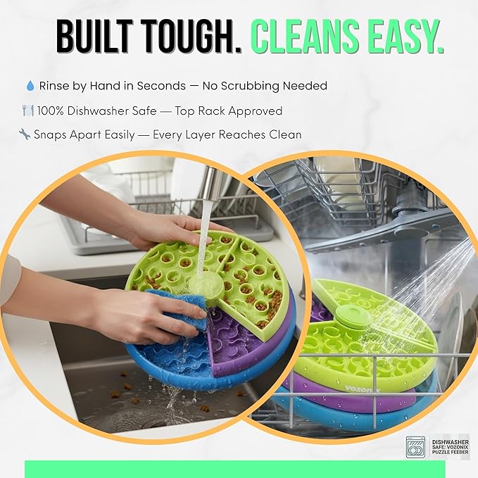 Slow Feeder Dog Bowl – 3-Level Puzzle Feeder for Dogs, Licking Bowl for Liquid Treats, Dog Slow Feeder Insert, Enrichment Feeder for Large Medium Small Breeds